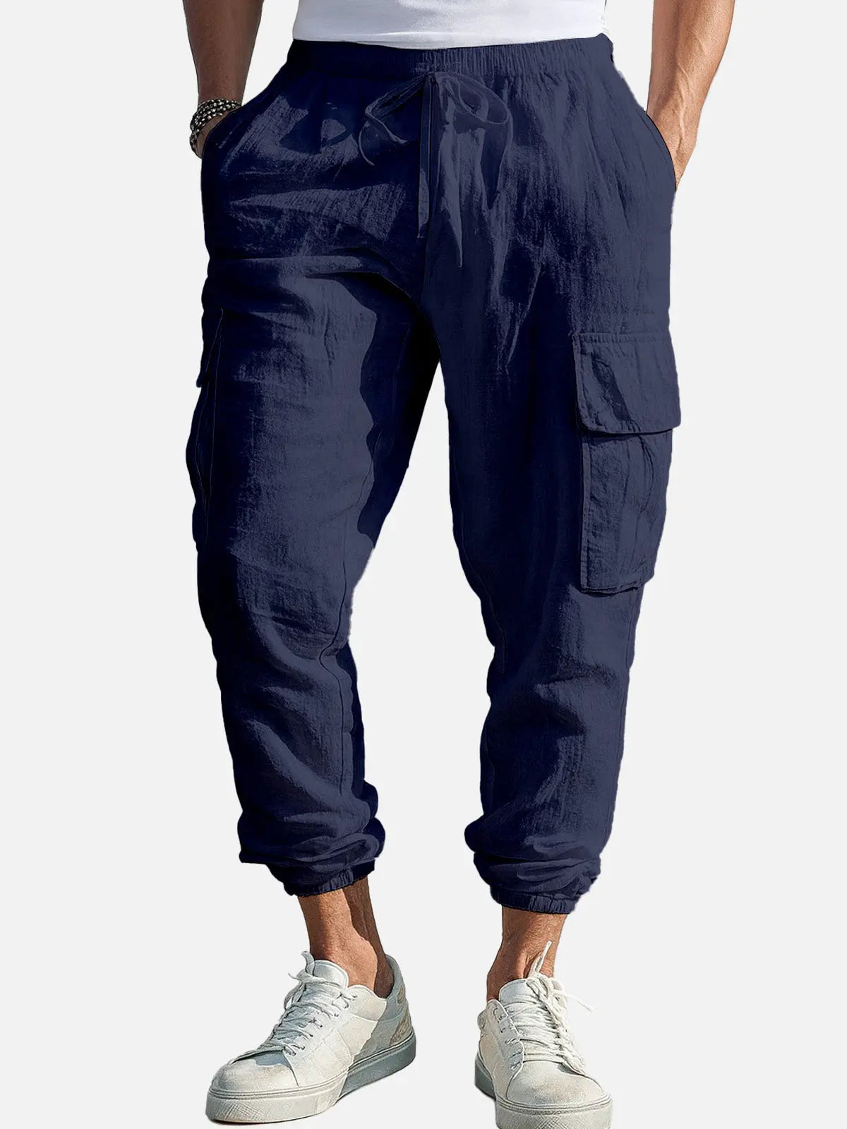 Men's Casual Linen Cargo Jogger Pants - Lightweight, Breathable, Stylish Outdoor Wear for Comfort and Versatility