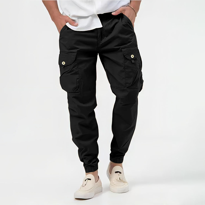 Men's Cargo Trousers with Side Pockets & Elastic Cuffs - Comfortable & Versatile Outdoor Pants