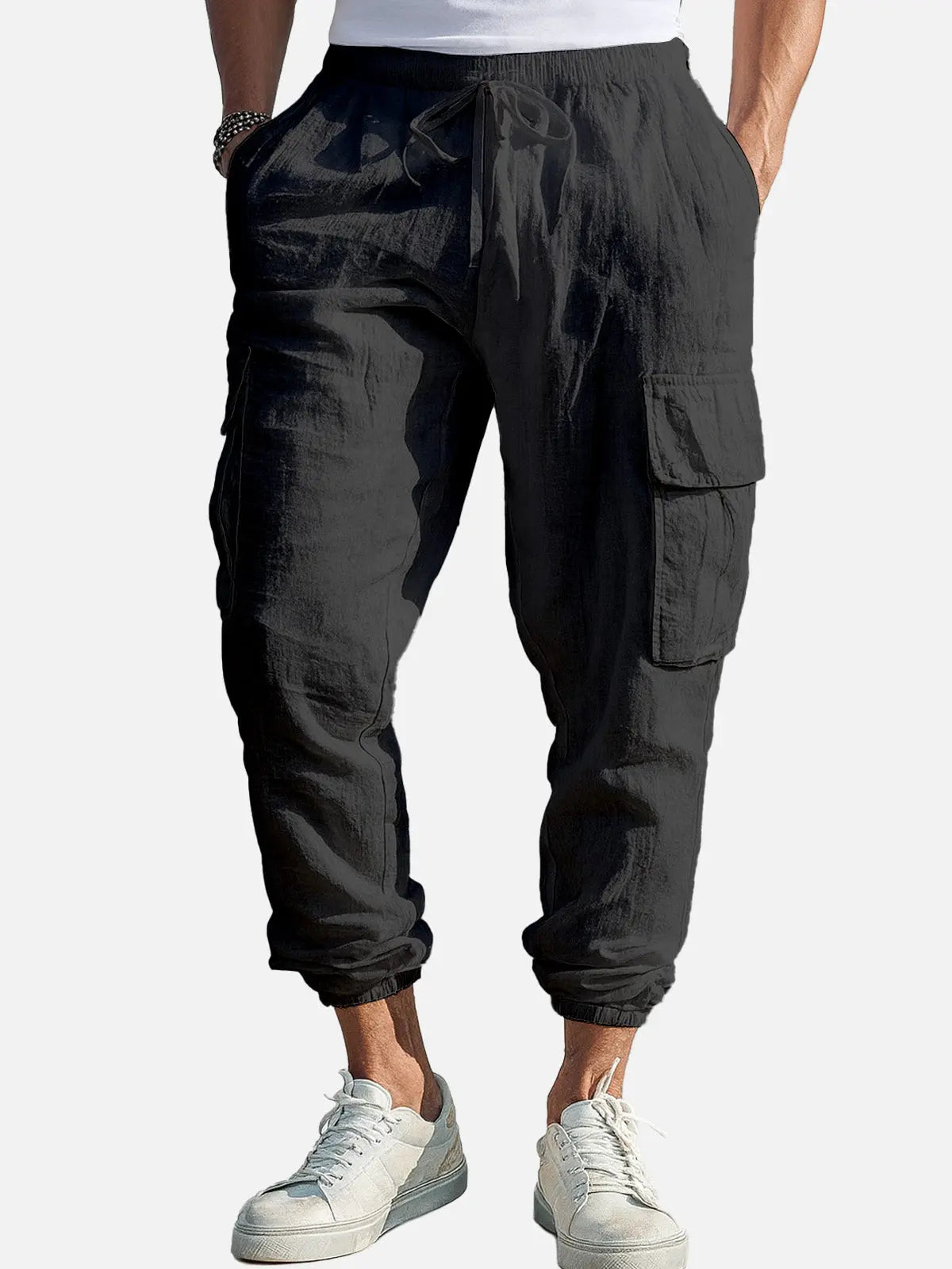 Men's Casual Linen Cargo Jogger Pants - Lightweight, Breathable, Stylish Outdoor Wear for Comfort and Versatility