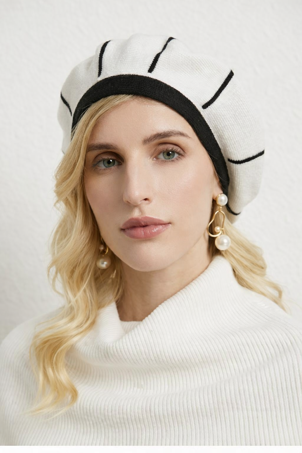 The Rue Knit Beret | Cream & Black Contrast