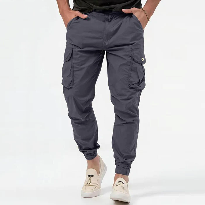 Men's Cargo Trousers with Side Pockets & Elastic Cuffs - Comfortable & Versatile Outdoor Pants