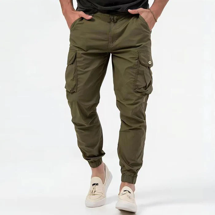Men's Cargo Trousers with Side Pockets & Elastic Cuffs - Comfortable & Versatile Outdoor Pants