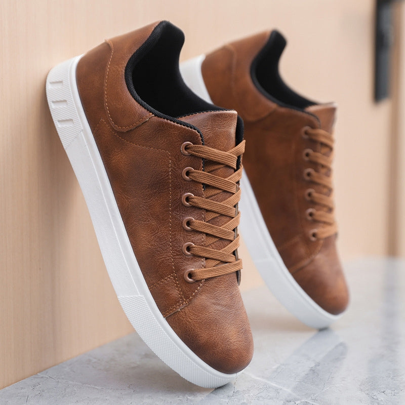 Men's Lace-Up Low-Top Sneakers with Stylish White Sole - Comfortable & Versatile Footwear