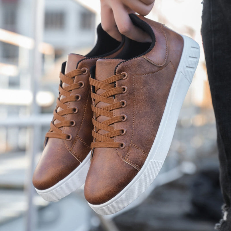 Men's Lace-Up Low-Top Sneakers with Stylish White Sole - Comfortable & Versatile Footwear