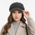 Structured Wool-Blend Baker Boy Beret in Charcoal Gray