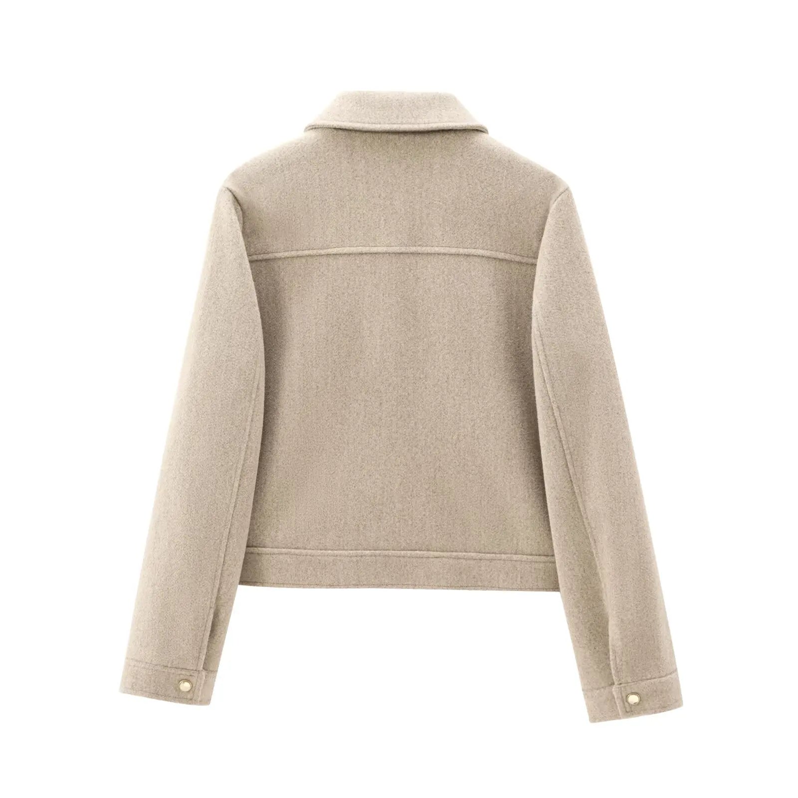 Stylish Women's Short Lapel Bomber Jacket - Zip Front & Flap Pockets - Trendy Outerwear for Casual & Chic Looks