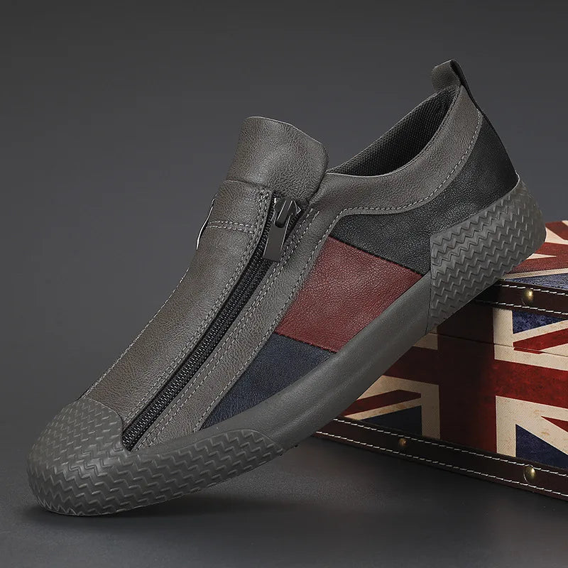 Men's Slip-On Sneakers with Side Zipper | Stylish Multi-Panel Upper for Comfort & Versatility