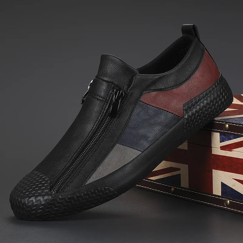 Men's Slip-On Sneakers with Side Zipper | Stylish Multi-Panel Upper for Comfort & Versatility