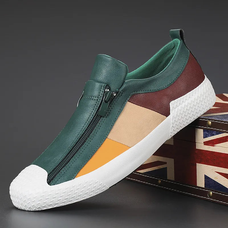 Men's Slip-On Sneakers with Side Zipper | Stylish Multi-Panel Upper for Comfort & Versatility