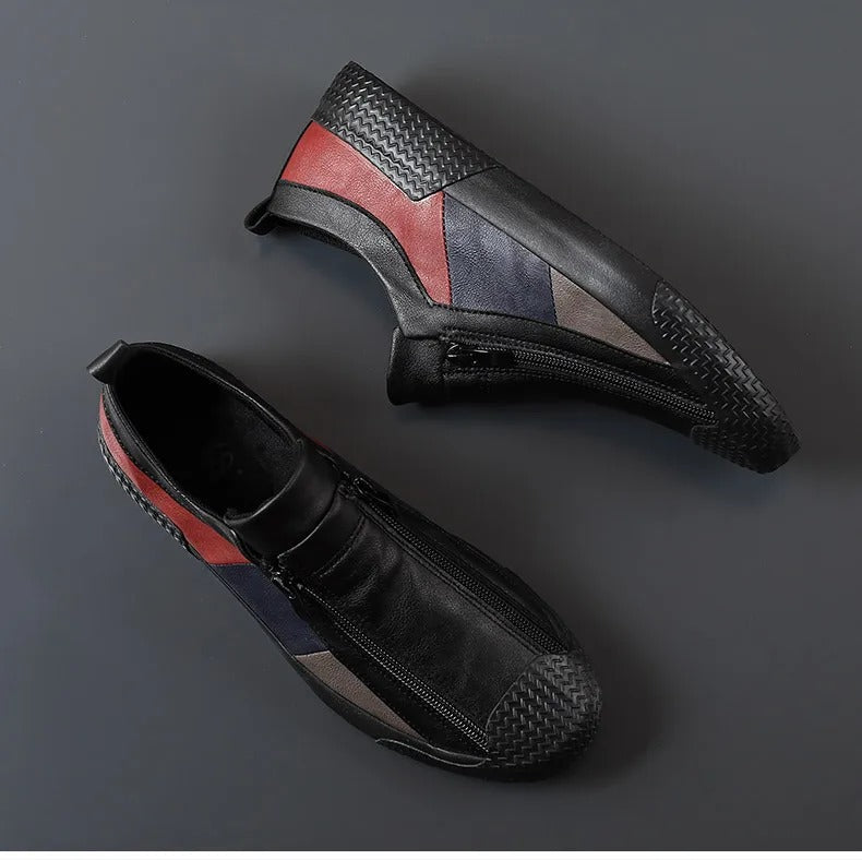 Men's Slip-On Sneakers with Side Zipper | Stylish Multi-Panel Upper for Comfort & Versatility