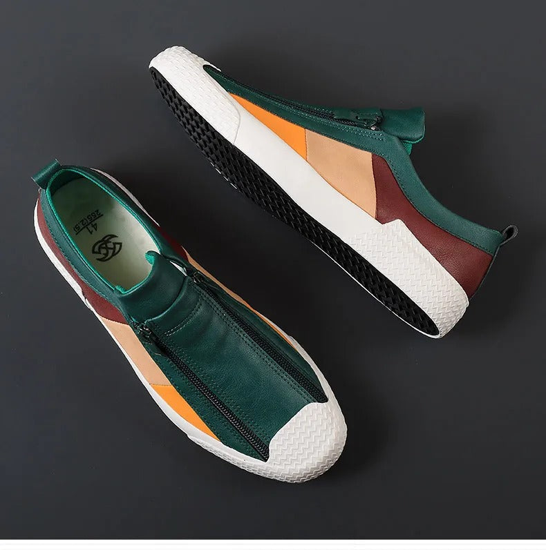 Men's Slip-On Sneakers with Side Zipper | Stylish Multi-Panel Upper for Comfort & Versatility