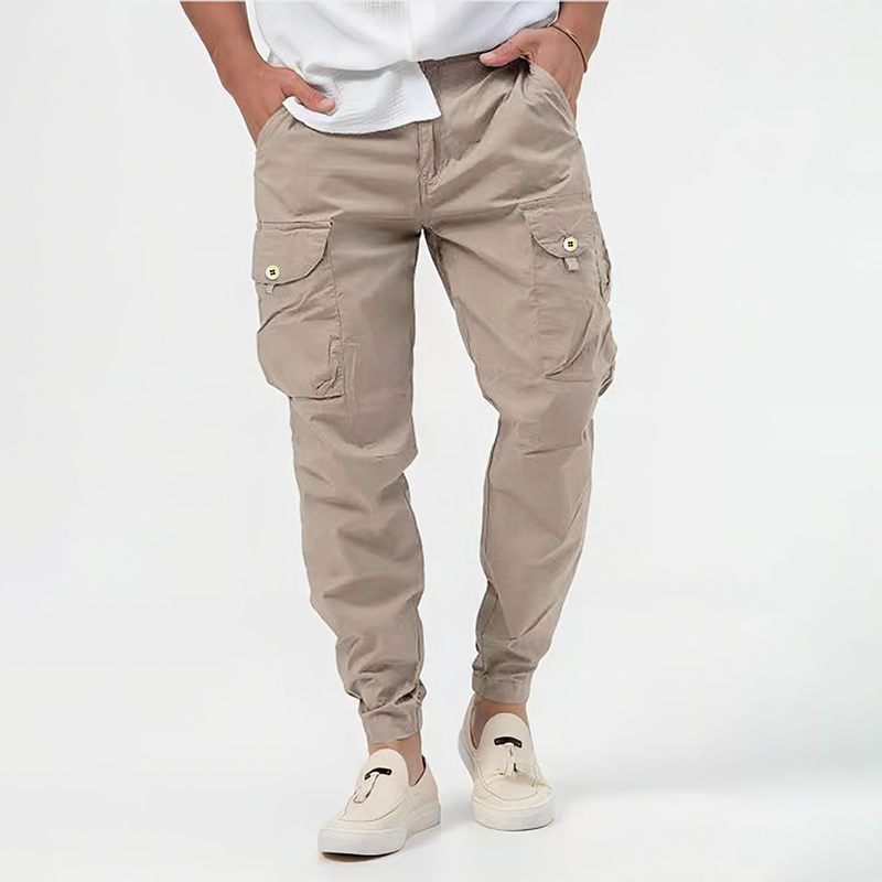 Men's Cargo Trousers with Side Pockets & Elastic Cuffs - Comfortable & Versatile Outdoor Pants
