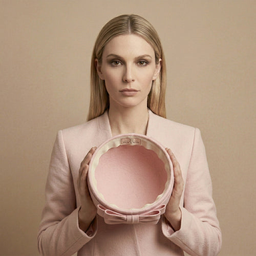 Blush Pillbox Hat with Oversized Bow